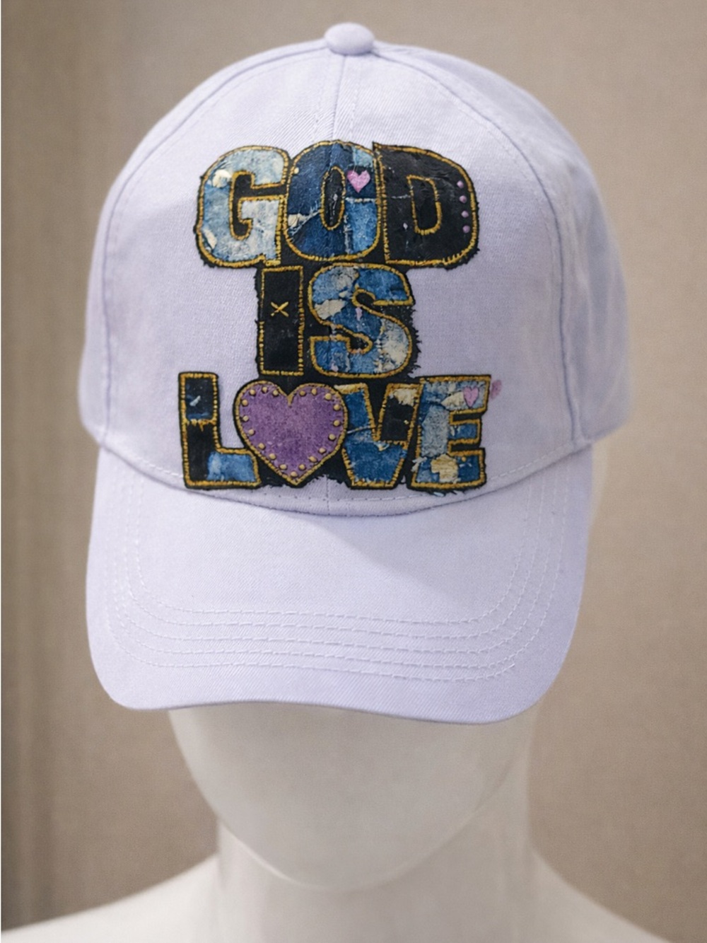Lavender Baseball Cap with 'God Is Love' design